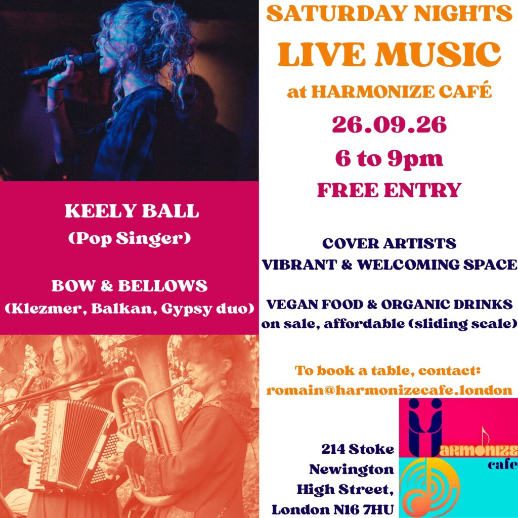 Bow & Bellows at the Harmonize Café 26th September 2026 6-9pm, free entry.